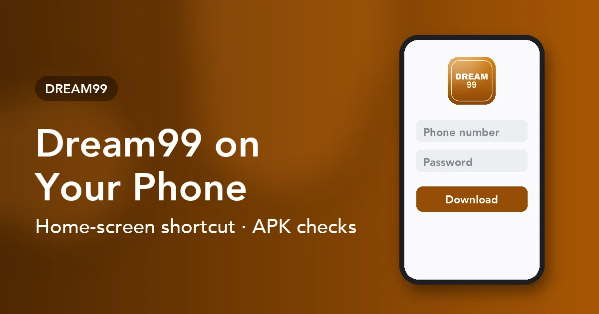 Banner for the Dream99 mobile app guide covering shortcuts, APK checks and sign-in fixes
