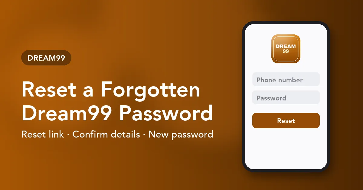 Banner for the Dream99 forgot password guide showing the reset stages